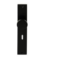 Hardbrass Knopkruk Piano op rechthoekig langschild sleutelgat 72mm - zwart - thumbnail