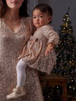 Festliches Baby Kleid mit Pailletten goud - thumbnail