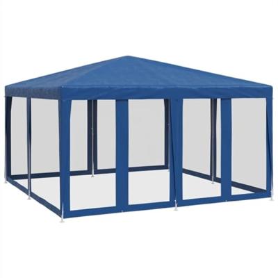 Partytent met 8 mesh zijwanden 4x4 m HDPE blauw - thumbnail