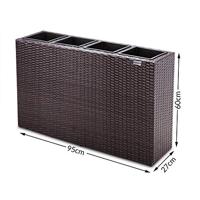 Polyrattan Bloembak 4 delig - Bruin - 95 x 27 x 60 cm - thumbnail