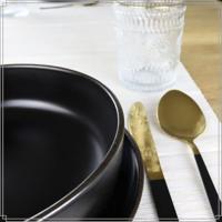 OTIX Soepborden Diepe Pasta Borden Set van 6 stuks 18cm Zwart met G... - thumbnail