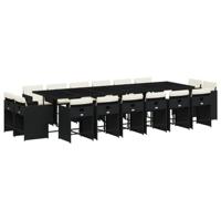 17-delige Tuinset met kussens poly rattan zwart - thumbnail