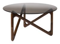 Dutchbone Ronde Salontafel 'Naia' Eikenhout en glas, 80cm, kleur Bruin - thumbnail