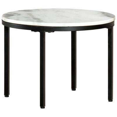 VidaXL Salontafel ø50 cm echt massief marmer wit en zwart