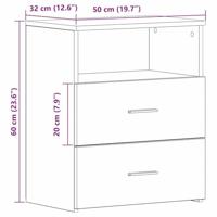 Nachtkast 2 pcs Zwart eiken 50 x 32 x 60cm Bewerkt hout - thumbnail