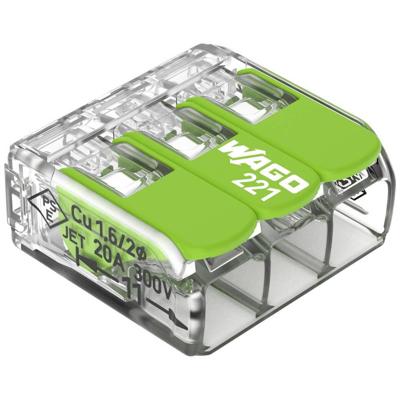 WAGO 221-423 221 Verbindingsklem Flexibel: 0.14-4 mm² Massief: 0.2-4 mm² Aantal polen: 3 50 stuk(s) Transparant, Groen WAGO 221-423 221 Verbindingsklem Flexibel: 0.14-4 mm² Massief: 0.2-4 mm² Aantal polen: 3 50 stuk(s) Transparant, Groen