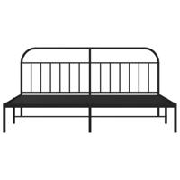 Bedframe met hoofdbord metaal zwart 193x203 cm - thumbnail