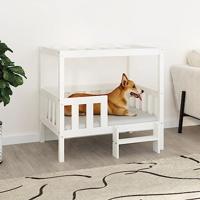 VidaXL Hondenmand 95,5x73,5x90 cm massief grenenhout wit - thumbnail