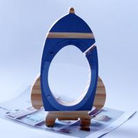 Noordse hout Rocket spaarpot speelgoed woonkamer decoratie Piggy Bank (grijs) - thumbnail