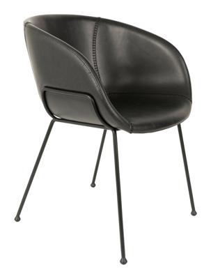 Zuiver Eetkamerstoel 'Feston' PU leer, kleur Zwart Zuiver Eetkamerstoel 'Feston' PU leer, kleur Zwart