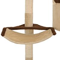 Kattenkrabpaal met krabpalen wandmontage 194 cm beige bruin - thumbnail