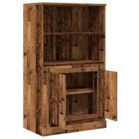 Hoge kast 60x35,5x103,5 cm bewerkt hout oud houtkleurig - thumbnail