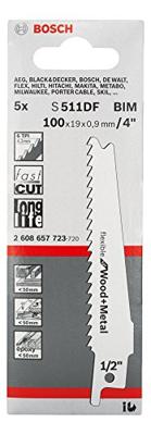 Bosch Professional S511DF Reciprozaagblad 100mm Flexible for Wood and Metal VE=5 - 2608657723