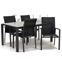 Tuinstoel Delia zwart hoge rug met GOA HPL 160 cm licht grijs - thumbnail