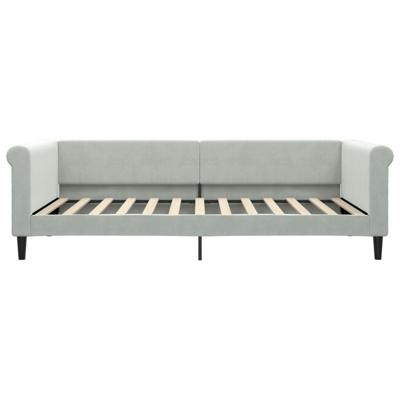 Slaapbank met matras 100x200 cm fluweel lichtgrijs - thumbnail