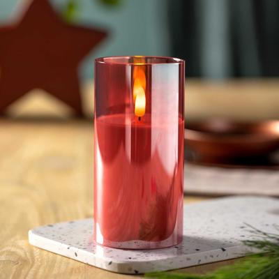 Leonardo Autentico Kaars 15 x 8 cm met ledverlichting rood