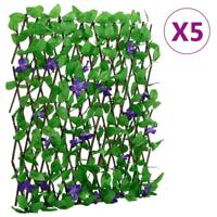 VidaXL Kunstplant klimop op latwerk 5 st uittrekbaar 180x70 cm groen - thumbnail