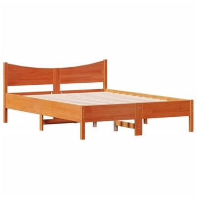 Bedframe zonder matras massief grenenhout wasbruin 120x190 cm