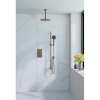 Fortifura Calvi Inbouw Regendoucheset - thermostatisch - plafondarm - glijstang - 30cm hoofddouche - ronde handdouche - metalen doucheslang - geborsteld koper PVD (Koper) SW970042/SW1139124/SW1159496/SW970048/SW970053/SW1 - thumbnail