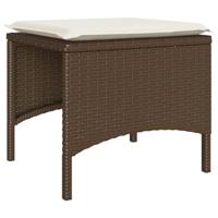 Tuinbank 2-zits met tafel en voetenbanken poly rattan bruin - thumbnail