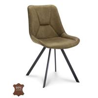 Eetkamerstoel Brent - microleder - mosgroen - 2 stuks - thumbnail