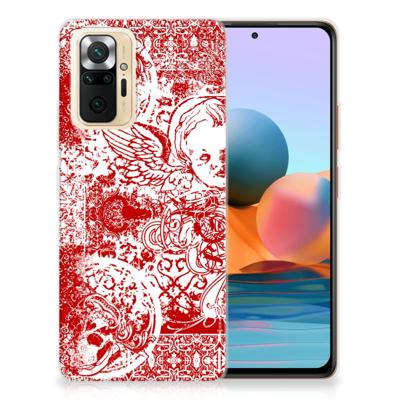 Silicone Back Case Xiaomi Redmi Note 10 Pro Angel Skull Rood