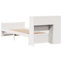 Bed met boekenkast zonder matras grenenhout wit 90x190 cm - thumbnail