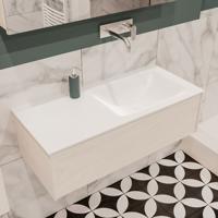 Mondiaz Lush Cloud badmeubel underlayment 100 cm 1 lade solid surface enkele spoelbak rechts zonder kraangat - thumbnail