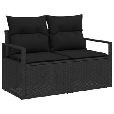 Tuinbankenset met opslag 8 pcs Zwart poly rattan