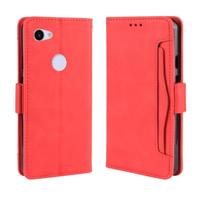 Portemonnee stijl huid gevoel kalf patroon lederen draagtas voor Google pixel 3a XL met aparte kaartsleuf (rood) - thumbnail