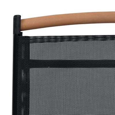 Tuinstoelen inklapbaar 2 st aluminium en textileen zwart - thumbnail