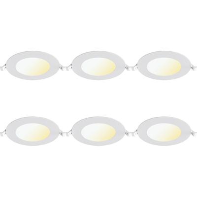 LED Downlight Inbouwspot Dimbaar 6 Stuks - Brinton Thin - 6W 470lm 120° Bundelhoek - Aanpasbare Lichtkleur 3000K-4000K-6500K - IP40 - Rond - Wit - Ø128mm Buitenmaat - Ø110mm Zaagmaat