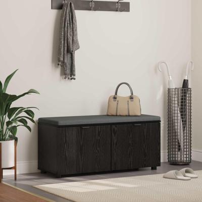 Halbank met kussen met opslag Zwart Eiken 100 x 38 x 46 cm