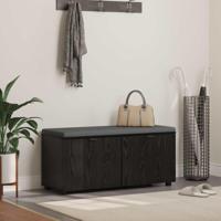 Halbank met kussen met opslag Zwart Eiken 100 x 38 x 46 cm - thumbnail