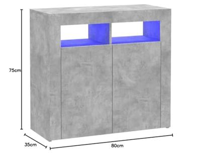 Dressoir met LED-verlichting 80x35x75 cm betongrijs