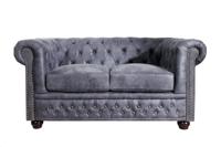 Chesterfield 2-zitsbank 150 cm antiek grijs microvezel stiksels met veerknopen - 37390 - thumbnail