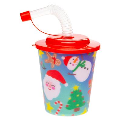 Duckiez Beker met deksel en rietje kerst, 12st.