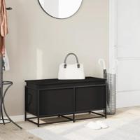 VidaXL Opbergbox met deksel 100x40x51,5 cm bewerkt hout zwart - thumbnail