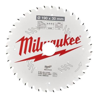 Milwaukee Cirkelzaagblad voor Hout | Ø 190mm Asgat 30mm 36T - 4932471301 Milwaukee Cirkelzaagblad voor Hout | Ø 190mm Asgat 30mm 36T - 4932471301