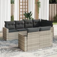 7-delige Loungeset met kussens poly rattan lichtgrijs - thumbnail