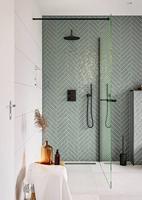 Saqu Modulo inloopdouche incl. handdoekhouder en antikalk 120x210cm mat zwart - thumbnail