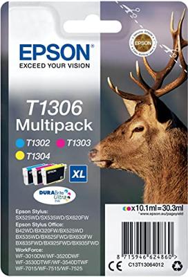 Epson Inktcartridge T1306 Origineel Combipack Cyaan, Magenta, Geel C13T13064012 Epson Inktcartridge T1306 Origineel Combipack Cyaan, Magenta, Geel C13T13064012