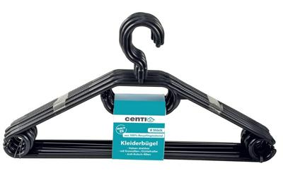 Set van 8 zwarte kledinghangers - kunststof, stevig en stijlvol Set van 8 zwarte kledinghangers - kunststof, stevig en stijlvol