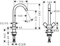 Hansgrohe Logis 1 gats keukenkraan met hoge draaibare uitloop chroom 71280000 - thumbnail