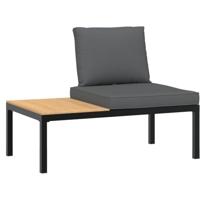 2-delige Loungeset met kussens aluminium zwart - thumbnail