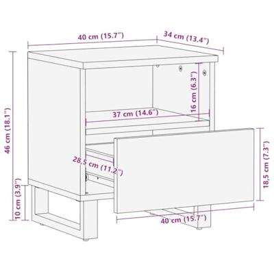 Nachtkastje 40x34x46 cm massief acaciahout