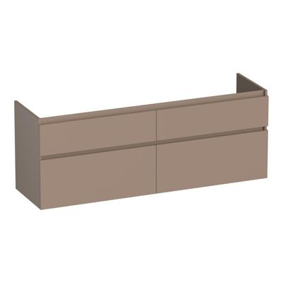 Brauer Delight - Onderkast - 140 cm - met 4 Softclose Lades Greeploos en 2 Sifon Uitsparingen - Mat Mokka