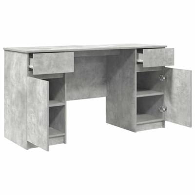 Bureau met lade Betongrijs 140 x 49 x 76 cm Bewerkt hout