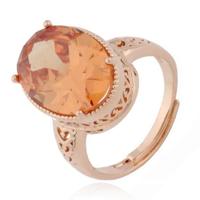 Deja Jewels Damesring - Verstelbaar, Met Grote Ovale Champagne Zirkonia Steen - thumbnail