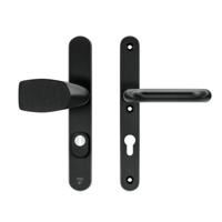 AXA AXA Oval Plus veiligheidsbeslag voordeur smalschild Wing knop/U-kruk PC72 met kerntrekbeveiliging SKG3 - aluminium/zwart - thumbnail